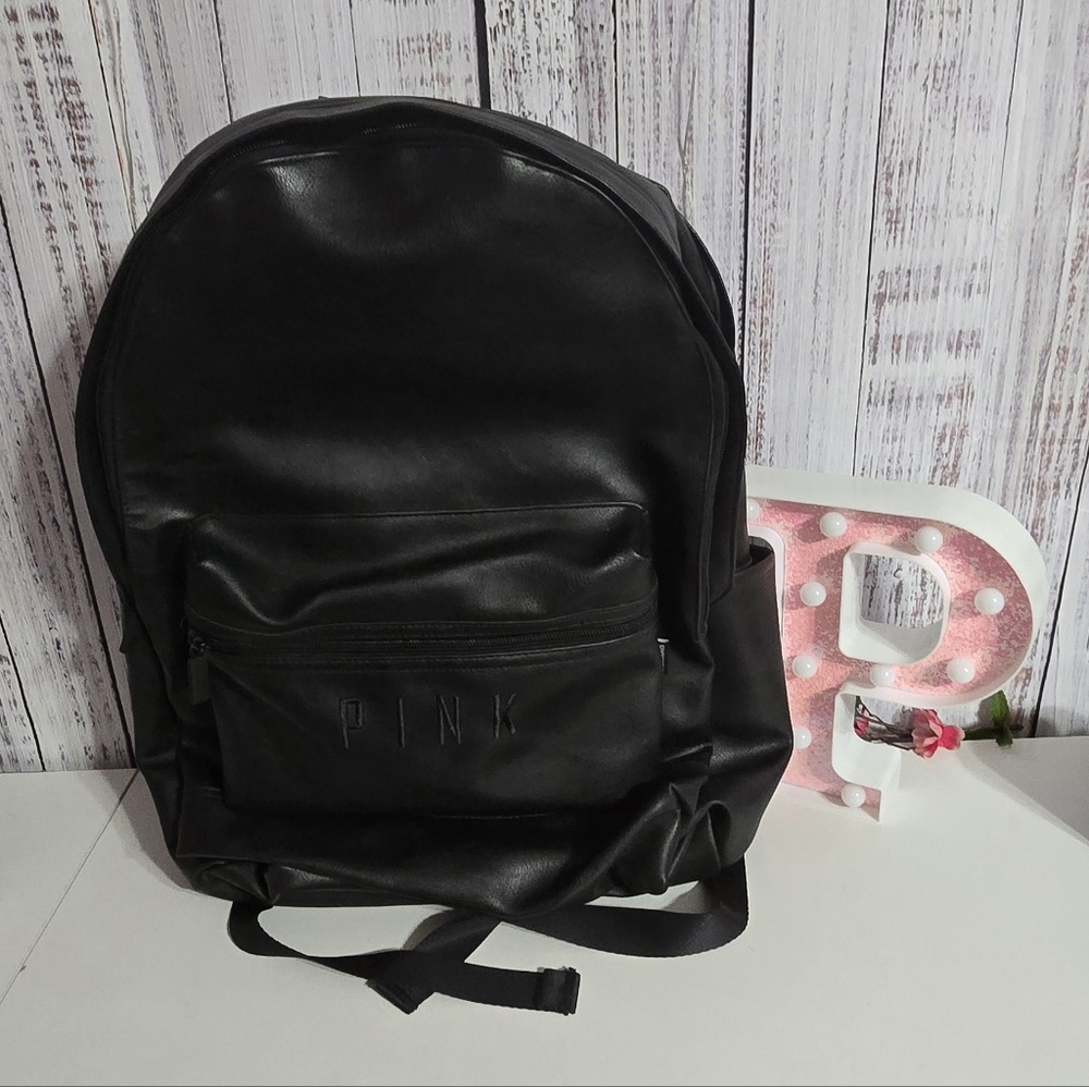 Victoria's Secret PINK Black Leather Backpack